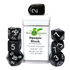 Opaque Black with White Numbers - Set of 7